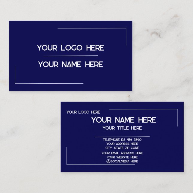 Tarjeta De Visita Custom Logo Name Minimalist Modern Professional (Anverso / Reverso)