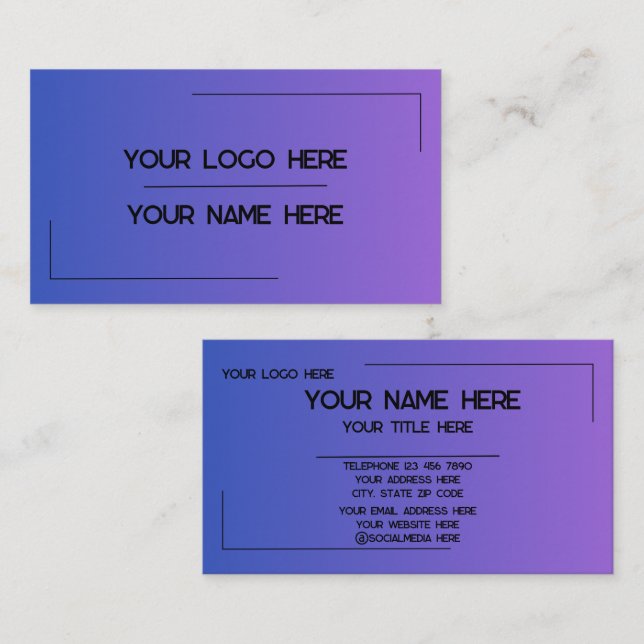 Tarjeta De Visita Custom Logo Name Minimalist Modern Professional (Anverso / Reverso)