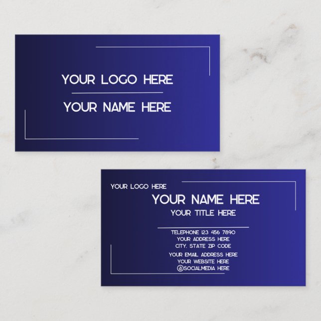Tarjeta De Visita Custom Logo Name Minimalist Modern Professional (Anverso / Reverso)
