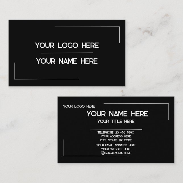 Tarjeta De Visita Custom Logo Name Minimalist Modern Professional (Anverso / Reverso)