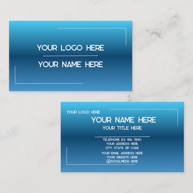Tarjeta De Visita Custom Logo Name Minimalist Modern Professional (Anverso / Reverso)