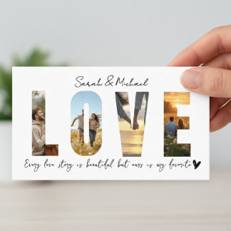 Tarjeta De Visita Custom LOVE Photo Collage Card for Couples