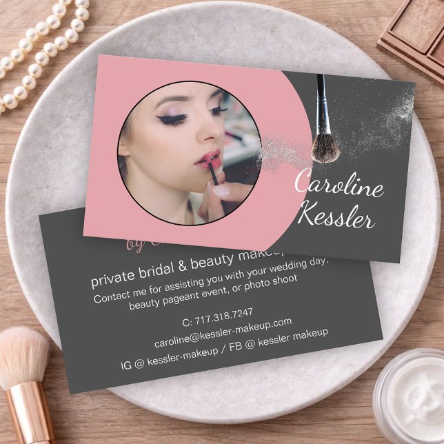 Tarjeta De Visita Custom Mauve Taupe Blush Pink Makeup Artist (Subido por el creador)