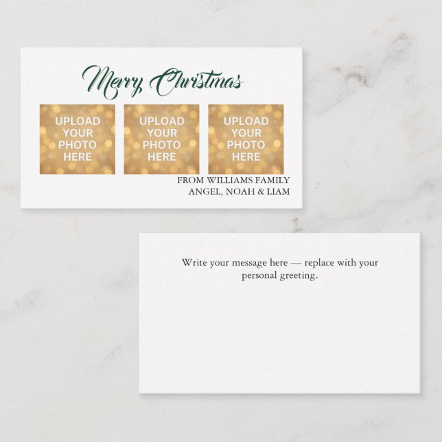 Tarjeta De Visita Custom Merry Christmas Photo Card (Anverso / Reverso)