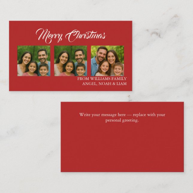 Tarjeta De Visita Custom Merry Christmas Photo Card (Anverso / Reverso)