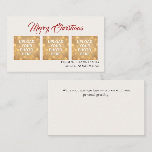 Tarjeta De Visita Custom Merry Christmas Photo Card (Anverso / Reverso)