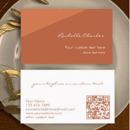 Tarjeta De Visita Custom Modern Elegant Copper QR Code Professional