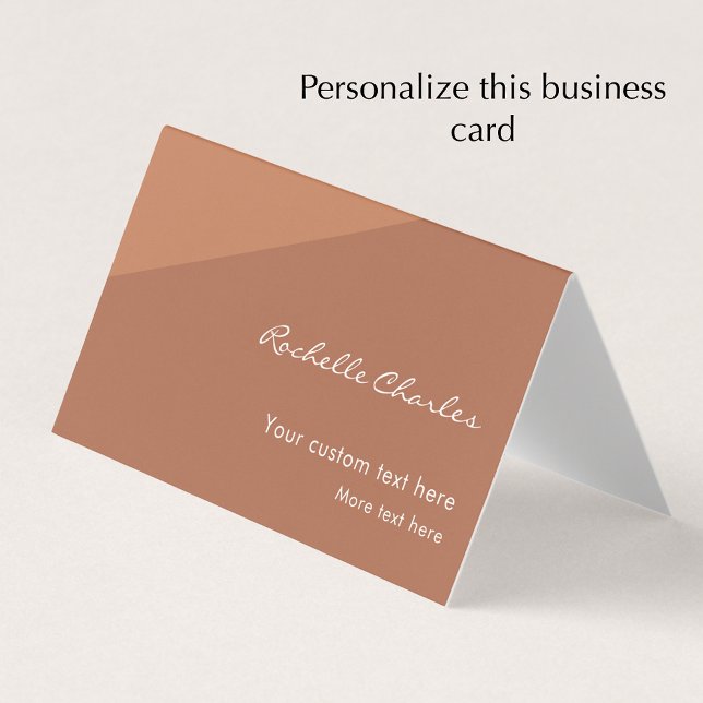 Tarjeta De Visita Custom Modern Elegant Copper Tan QR Code Promotion (Personalize this elegant modern custom terracotta professional business card template.
)
