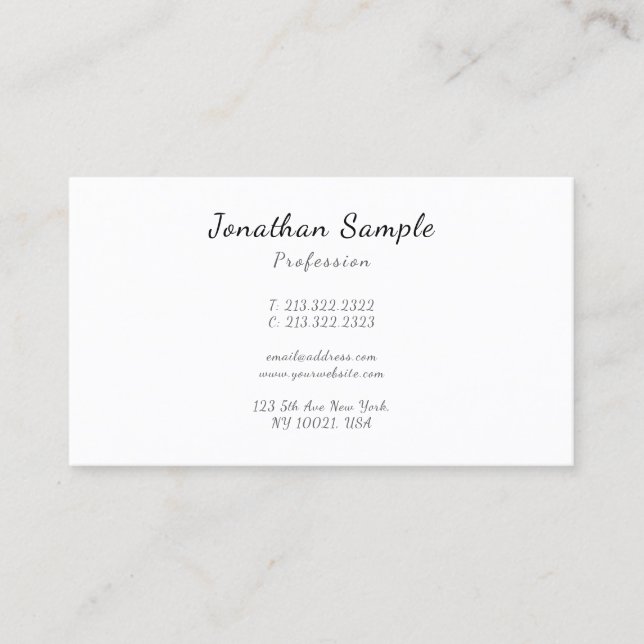 Tarjeta De Visita Custom Modern Elegant Handwritten Script Simple (Anverso)