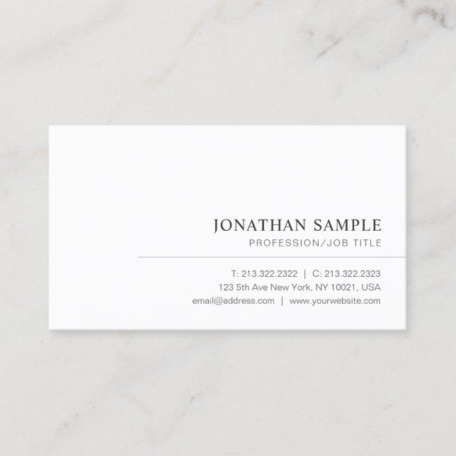Tarjeta De Visita Custom Modern Elegant Simple Professional Template (Anverso)