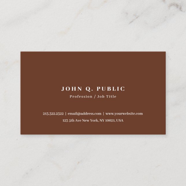 Tarjeta De Visita Custom Modern Elegant Simple Template Terracotta (Anverso)