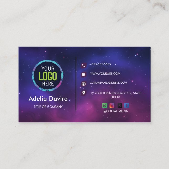 Tarjeta De Visita Custom Modern Minimalist Logo for Social Media &  (Anverso)