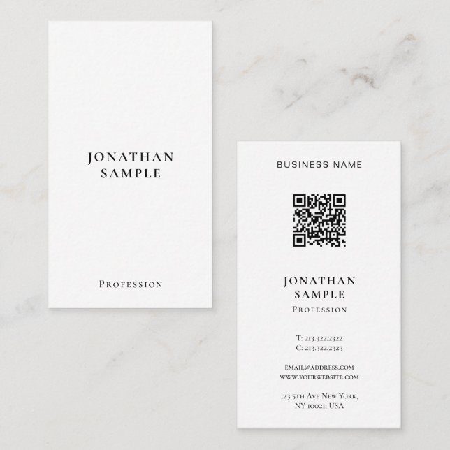 Tarjeta De Visita Custom Modern Minimalist Template Vertical Sleek (Anverso / Reverso)