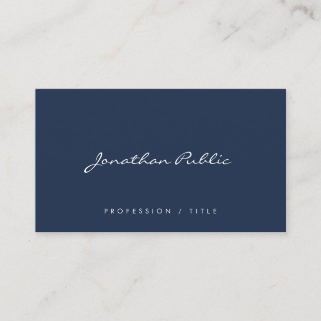 Tarjeta De Visita Custom Modern Simple Handwritten Script Navy Blue (Anverso)