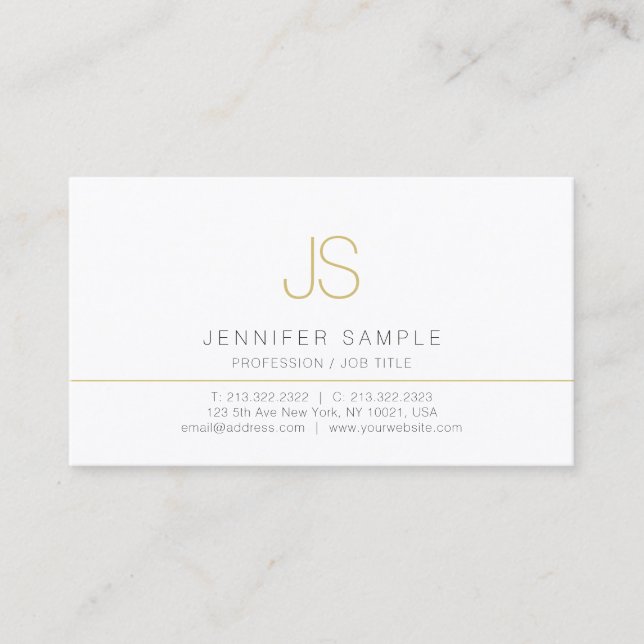 Tarjeta De Visita Custom Modern Simple Professional Elegant Monogram (Anverso)