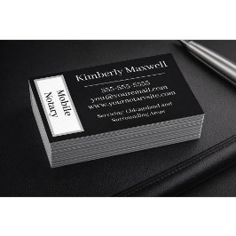 Tarjeta De Visita Custom Notary Business Card Black White Minimal