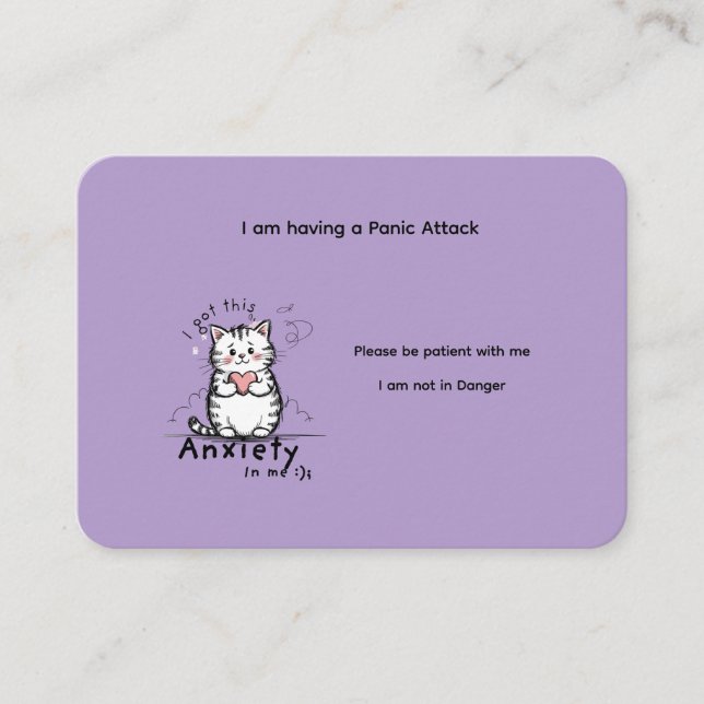 Tarjeta De Visita Custom Panic Attack Help Card  (Anverso)