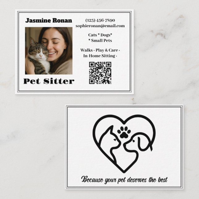 Tarjeta De Visita Custom Photo Pet Sitter Business Card  (Anverso / Reverso)