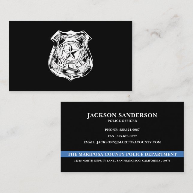 Tarjeta De Visita Custom Police Department Law Enforcement Logo (Anverso / Reverso)