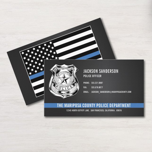Tarjeta De Visita Custom Police Department Thin Blue Line Logo (Custom Police Department Thin Blue Line Logo Business Card)