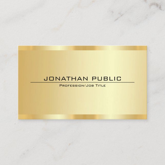 Tarjeta De Visita Custom Professional Elegant Faux Gold Template (Anverso)