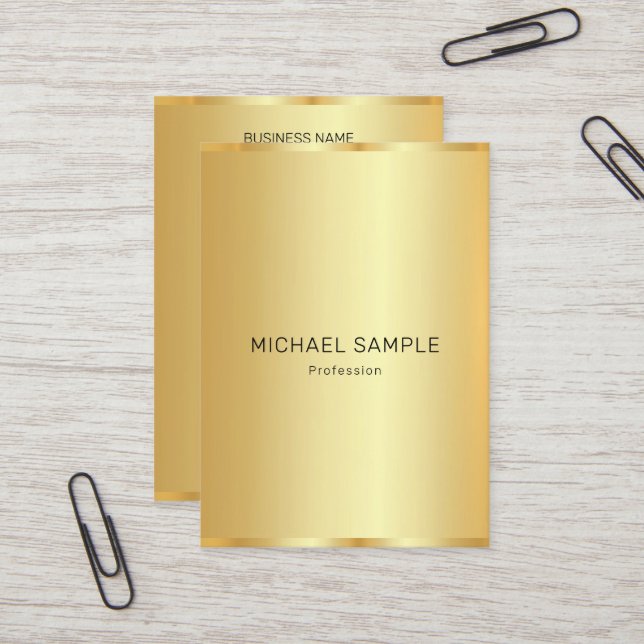 Tarjeta De Visita Custom Professional Modern Elegant Gold Template (Anverso/Reverso In Situ)