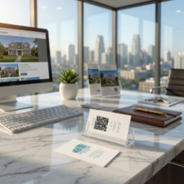Tarjeta De Visita Custom Real Estate Business Card with QR Code