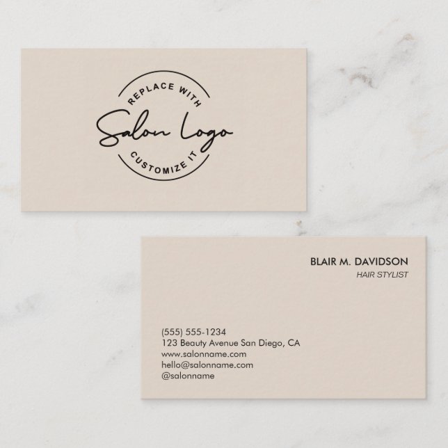 Tarjeta De Visita Custom Salon Business Card Minimalist Beauty Logo  (Anverso / Reverso)