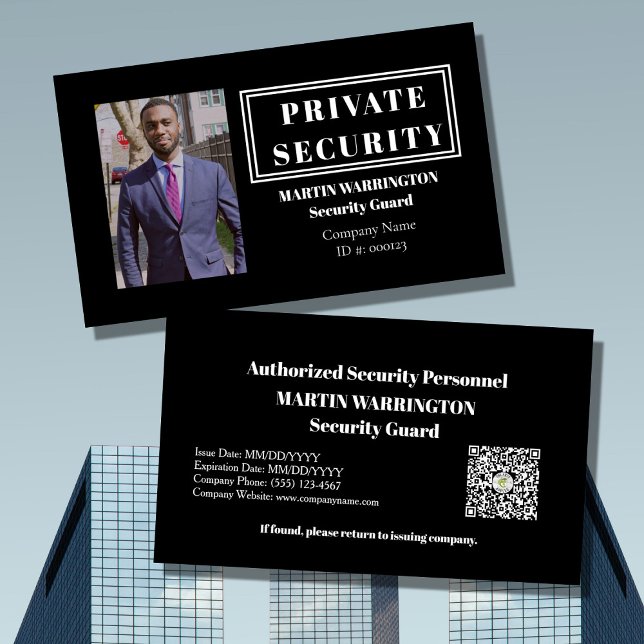 Tarjeta De Visita Custom Security Guard ID Photo Black Badge | Profe (Subido por el creador)