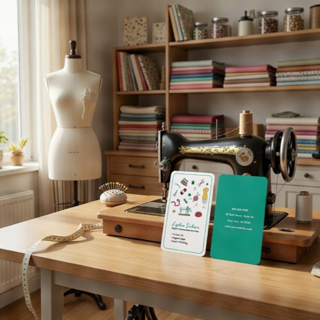 Tarjeta De Visita Custom Tailoring & Alterations Seamstress  (Subido por el creador)