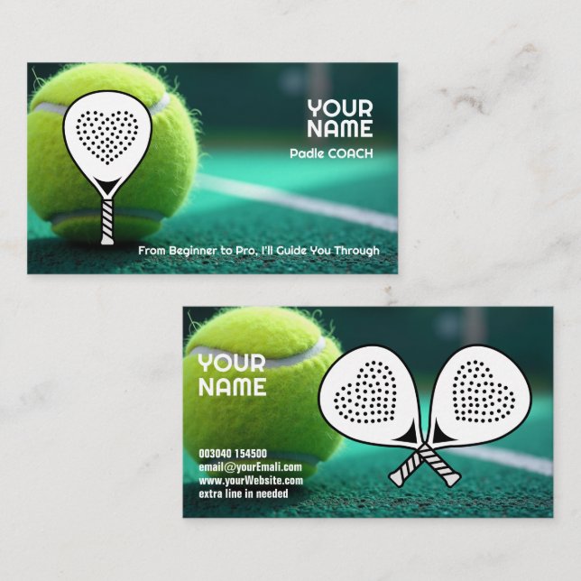 Tarjeta De Visita 🎾Custom text,  Ace Your Game Padel Coach  (Anverso / Reverso)