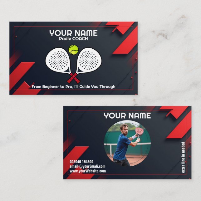 Tarjeta De Visita 🎾Custom text,  Smash & Serve Custom Padel Coach (Anverso / Reverso)