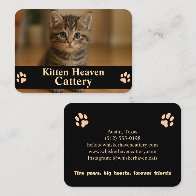 Tarjeta De Visita Customizable Business Card for Cattery  (Anverso / Reverso)