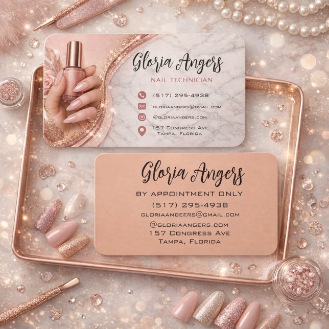 Tarjeta De Visita Customizable Nail Technician Business Card (Subido por el creador)