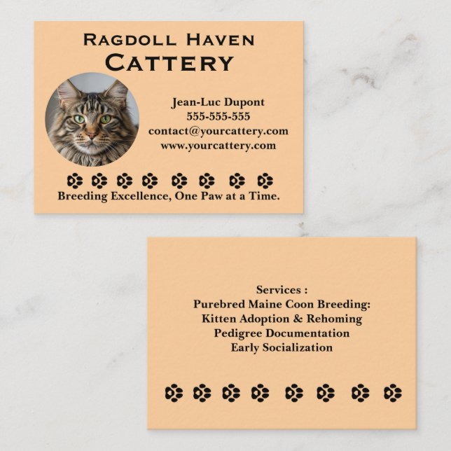 Tarjeta De Visita Customizable Ragdoll Cattery Business Card (Anverso / Reverso)