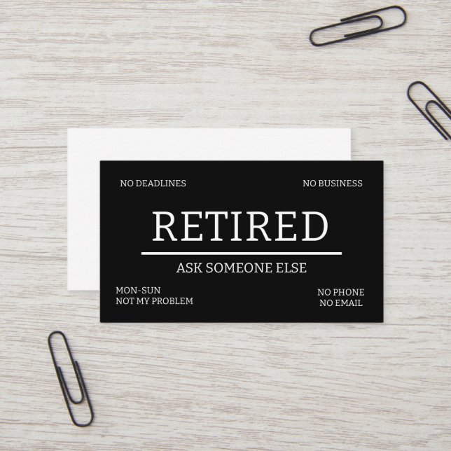 TARJETA DE VISITA CUSTOMIZABLE: RETIRED BUSINESS CARDS (Anverso/Reverso In Situ)