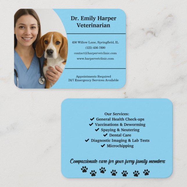 Tarjeta De Visita Customizable Veterinarian Business Card  (Anverso / Reverso)