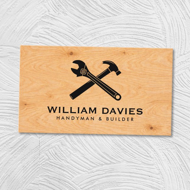 Tarjeta De Visita Customize Your Logo | Handyman Plywood Texture (Subido por el creador)