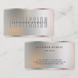 Tarjeta De Visita CustomSilver Metallic Look Luxe Premium Pearl