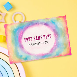 Tarjeta De Visita Cuta acuarela Arcoiris niñera