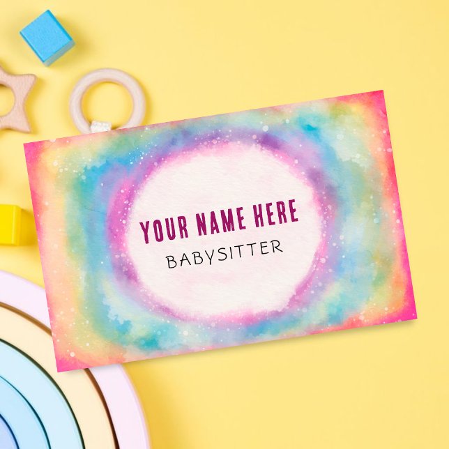 Tarjeta De Visita Cuta acuarela Arcoiris niñera (Subido por el creador)