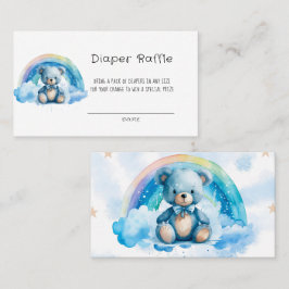 Tarjeta De Visita Cuta acuarela Azul Teddy Bear Diaper Raffle