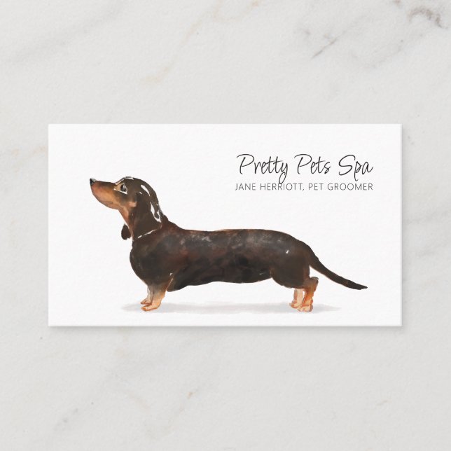 Tarjeta De Visita Cuta acuarela Perro Mascota Groomer Dog Spa (Anverso)