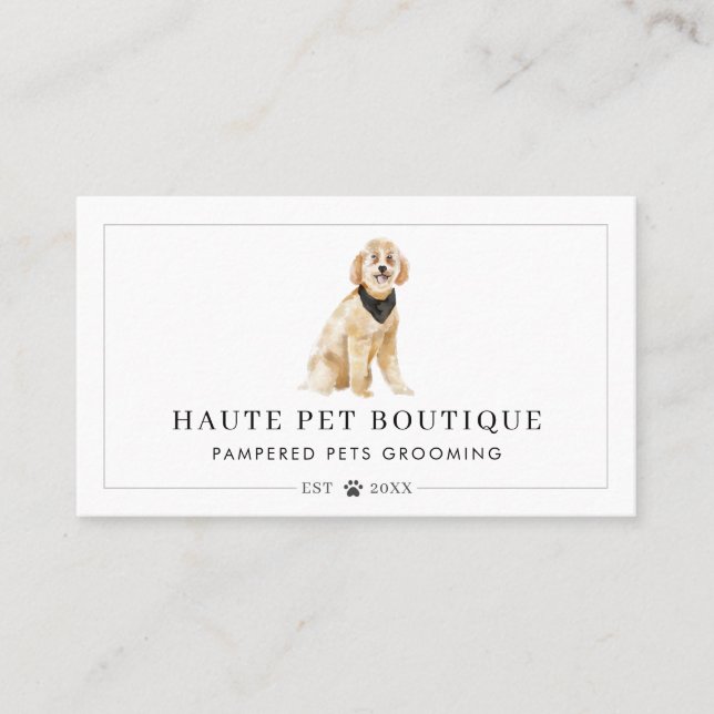 Tarjeta De Visita Cuta acuarela Perros Cuidados Mascotas Crecer y Sa (Anverso)