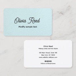 Tarjeta de visita Cuta Aqua Blue Leather Retro Scr