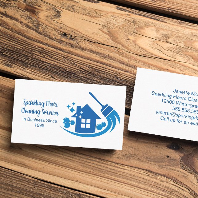 Tarjeta De Visita Cuta Casa Limpieza Servicios Maid Blue Broom (Subido por el creador)