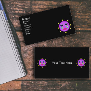 Tarjeta De Visita Cuta fantasía morado de las estrellas de la cara d