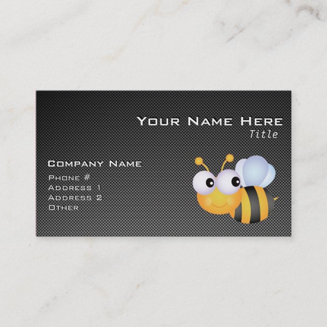 Tarjeta De Visita Cute Abeja; Sleek (Anverso)