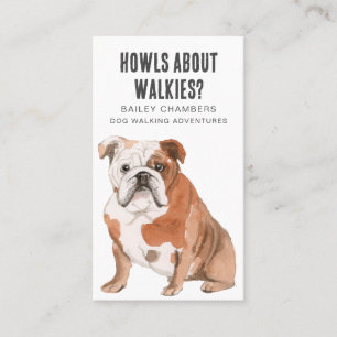Tarjeta De Visita Cute acuarela Bulldog Perro Walker