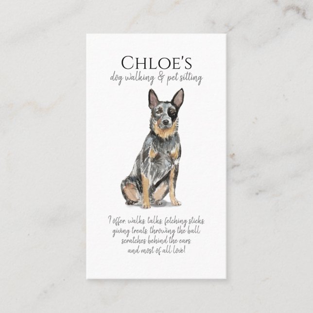 Tarjeta De Visita Cute acuarela Mascota Sitter Perro WalkerTarjeta d (Anverso)